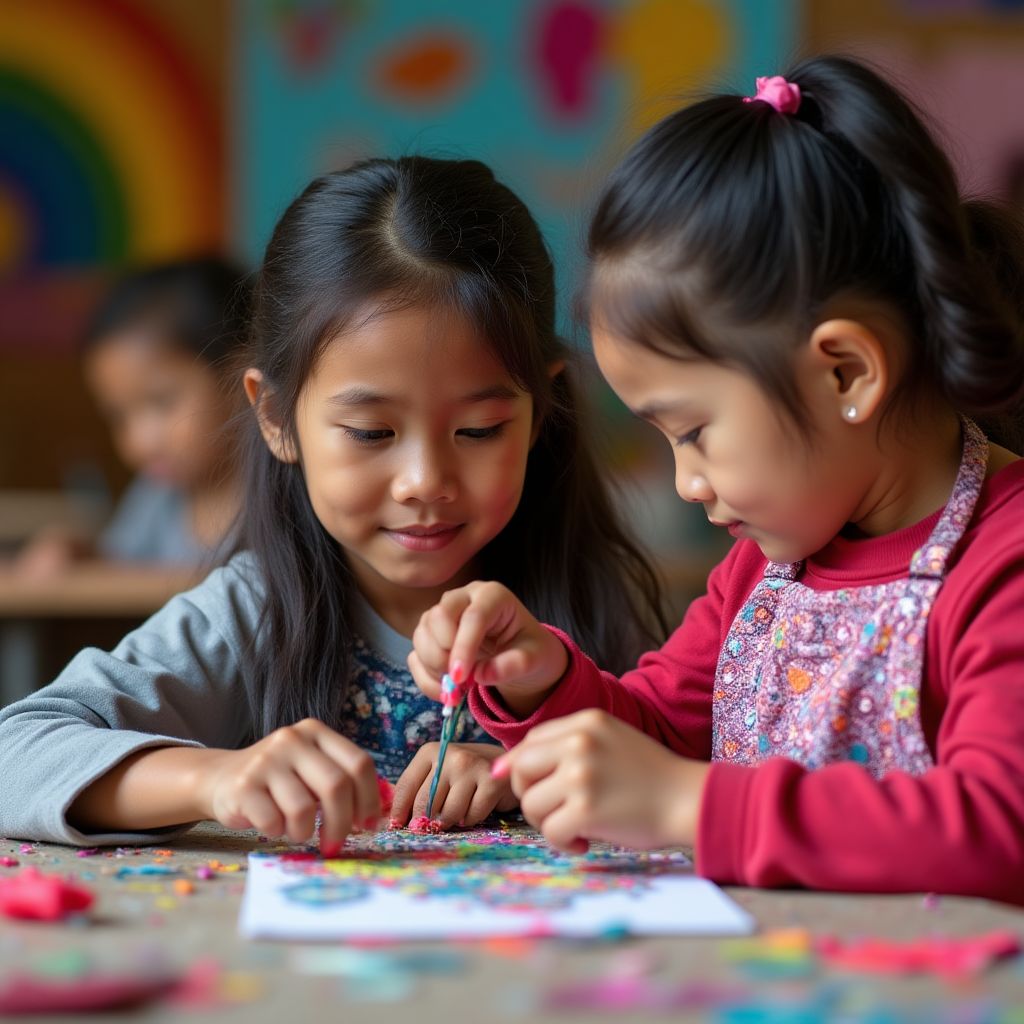 Taller educativo con niños sobre máscaras tradicionales